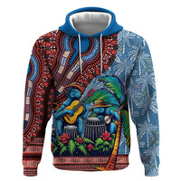 Afro-Caribbean Zip Hoodie African Dashiki Style with Caribbean Music with Blue Iguanas - Wonder Print Shop