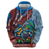 Afro-Caribbean Zip Hoodie African Dashiki Style with Caribbean Music with Blue Iguanas - Wonder Print Shop
