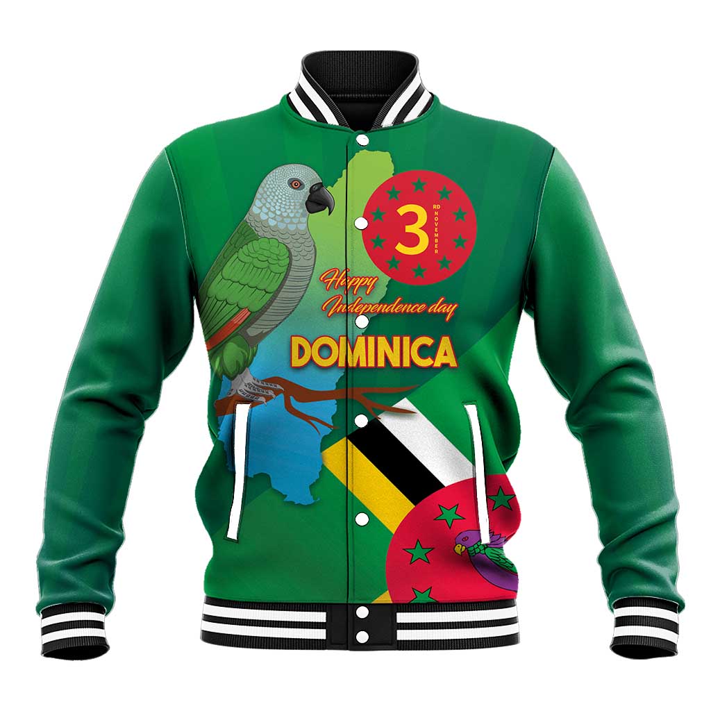 Dominica Independence Day Baseball Jacket Imperial Amazon With National Flag and Map - Wonder Print Shop