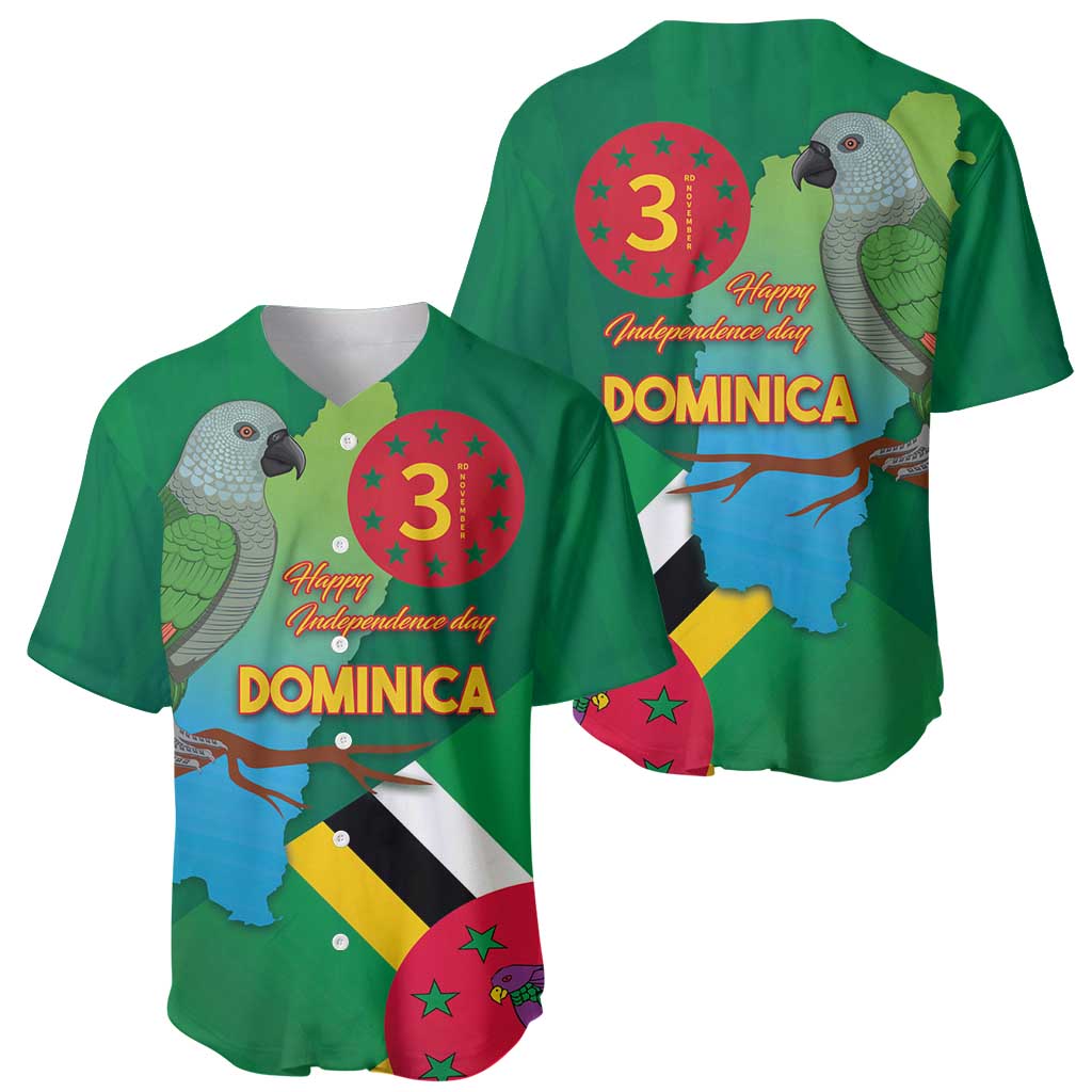 Dominica Independence Day Baseball Jersey Imperial Amazon With National Flag and Map - Wonder Print Shop
