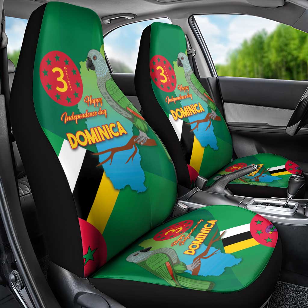 Dominica Independence Day Car Seat Cover Imperial Amazon With National Flag and Map - Wonder Print Shop