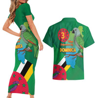 Dominica Independence Day Couples Matching Short Sleeve Bodycon Dress and Hawaiian Shirt Imperial Amazon With National Flag and Map - Wonder Print Shop