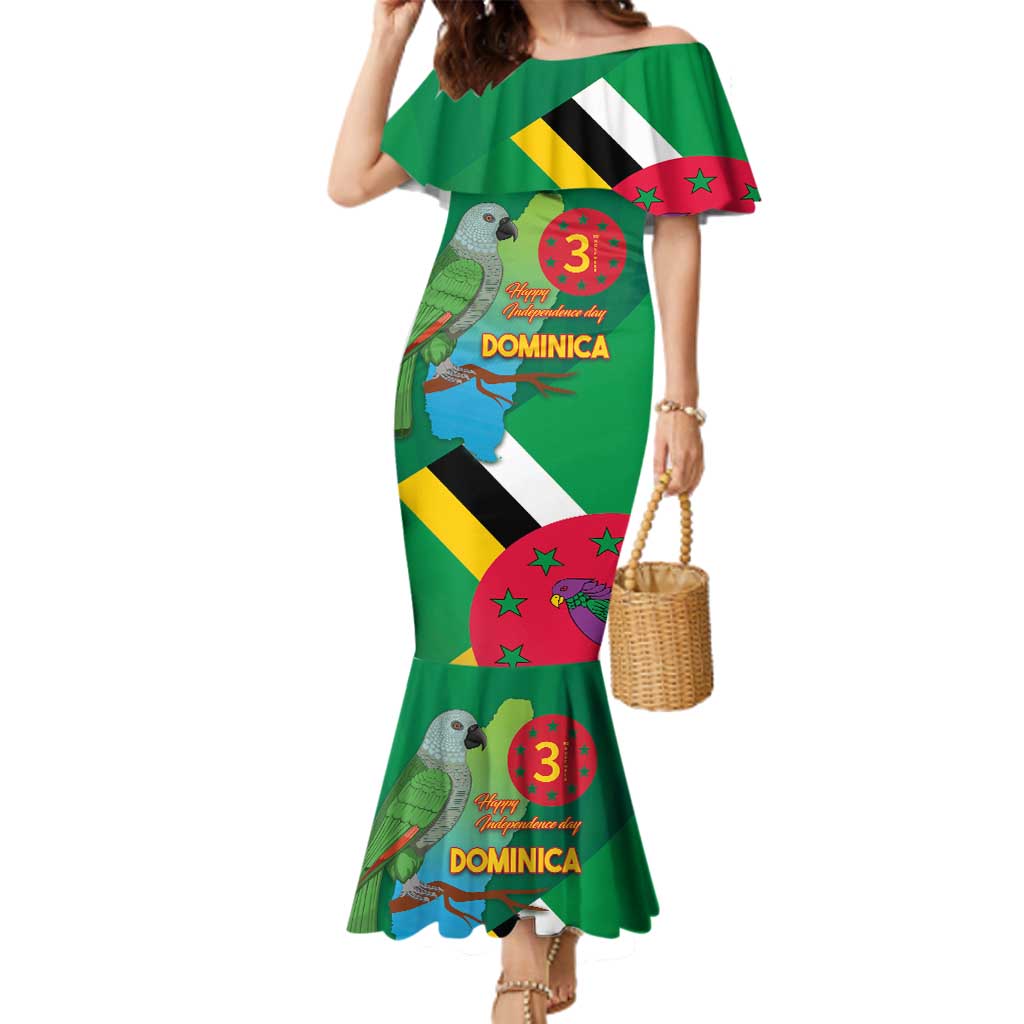 Dominica Independence Day Family Matching Mermaid Dress and Hawaiian Shirt Imperial Amazon With National Flag and Map - Wonder Print Shop