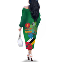 Dominica Independence Day Family Matching Off The Shoulder Long Sleeve Dress and Hawaiian Shirt Imperial Amazon With National Flag and Map - Wonder Print Shop