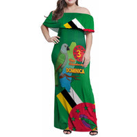 Dominica Independence Day Family Matching Off Shoulder Maxi Dress and Hawaiian Shirt Imperial Amazon With National Flag and Map - Wonder Print Shop