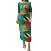 Dominica Independence Day Family Matching Puletasi and Hawaiian Shirt Imperial Amazon With National Flag and Map - Wonder Print Shop