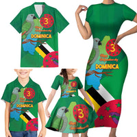 Dominica Independence Day Family Matching Short Sleeve Bodycon Dress and Hawaiian Shirt Imperial Amazon With National Flag and Map - Wonder Print Shop