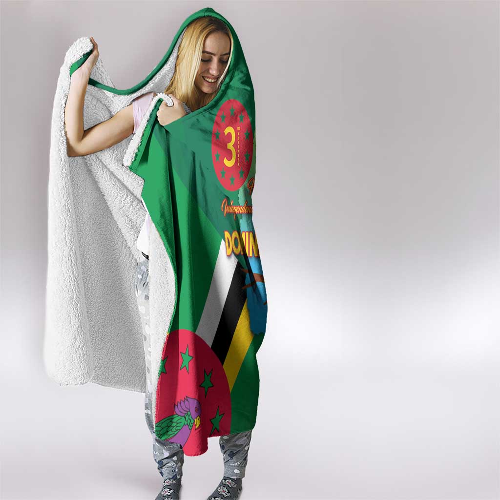 Dominica Independence Day Hooded Blanket Imperial Amazon With National Flag and Map