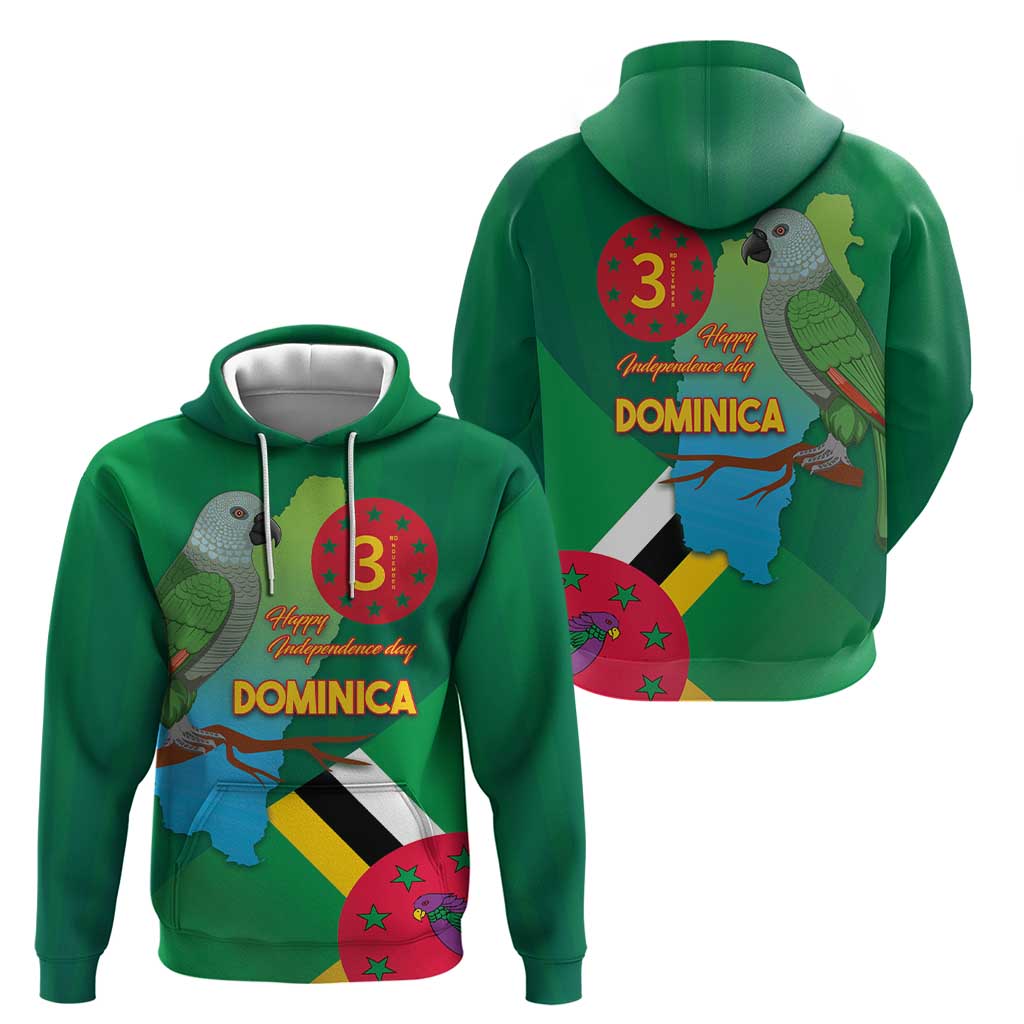 Dominica Independence Day Hoodie Imperial Amazon With National Flag and Map - Wonder Print Shop