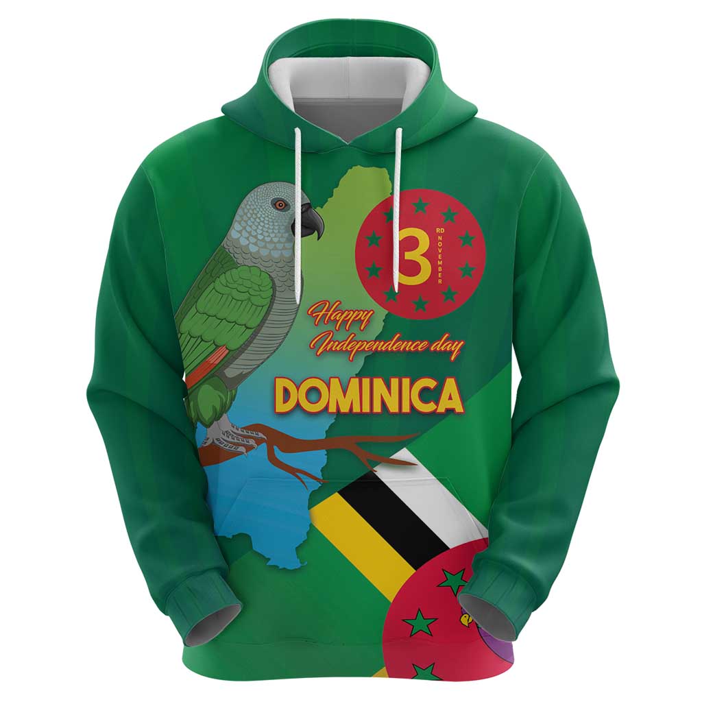 Dominica Independence Day Hoodie Imperial Amazon With National Flag and Map - Wonder Print Shop