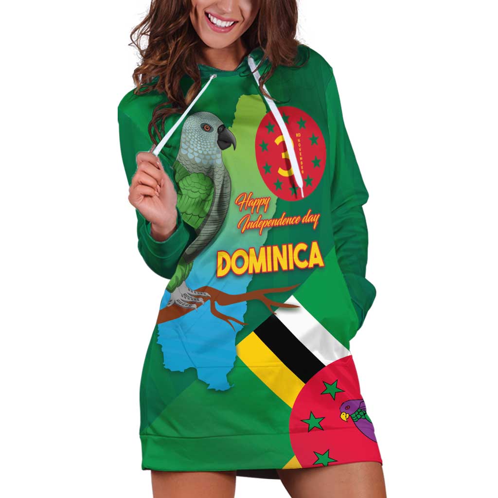 Dominica Independence Day Hoodie Dress Imperial Amazon With National Flag and Map - Wonder Print Shop