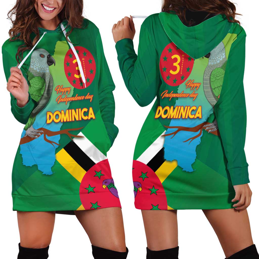 Dominica Independence Day Hoodie Dress Imperial Amazon With National Flag and Map - Wonder Print Shop
