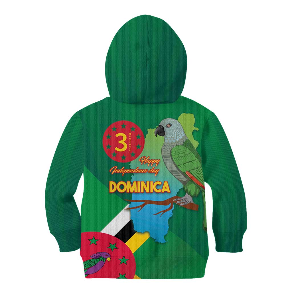 Dominica Independence Day Kid Hoodie Imperial Amazon With National Flag and Map - Wonder Print Shop