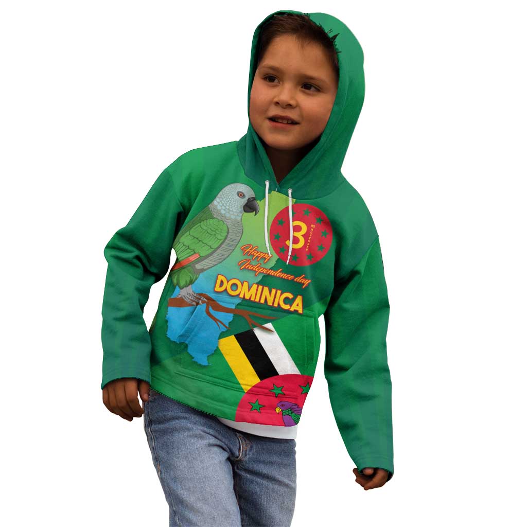 Dominica Independence Day Kid Hoodie Imperial Amazon With National Flag and Map - Wonder Print Shop