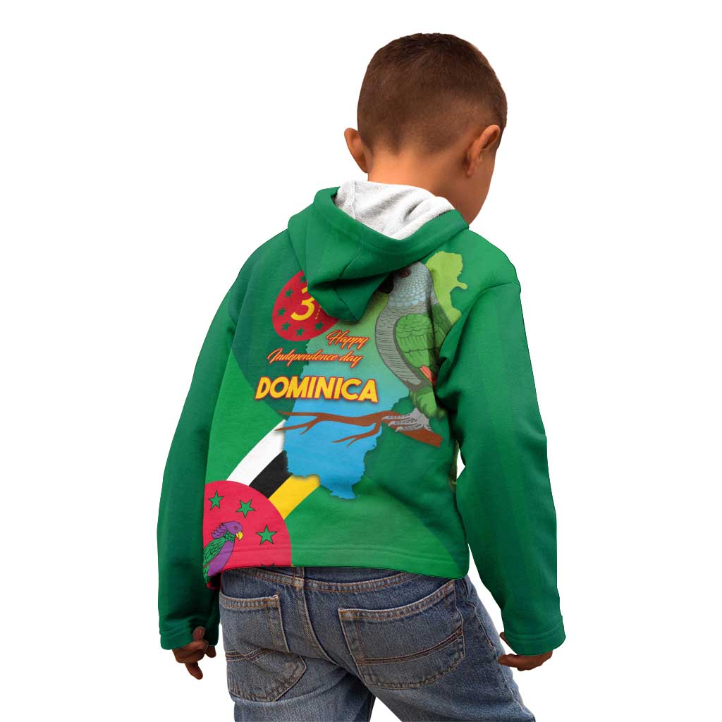 Dominica Independence Day Kid Hoodie Imperial Amazon With National Flag and Map - Wonder Print Shop