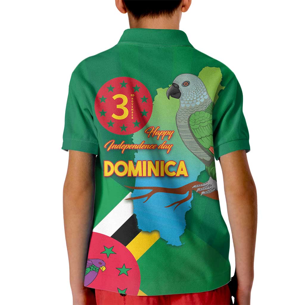 Dominica Independence Day Kid Polo Shirt Imperial Amazon With National Flag and Map - Wonder Print Shop