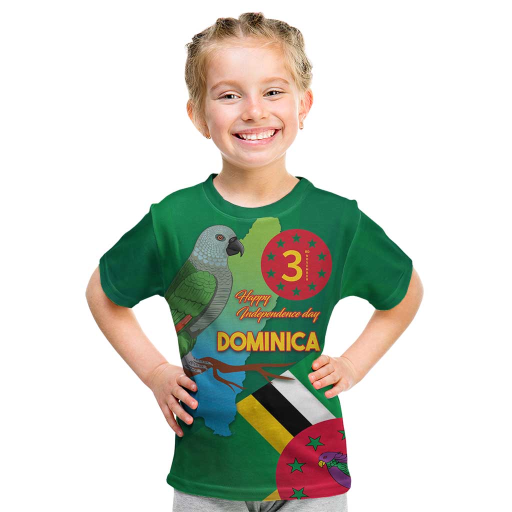 Dominica Independence Day Kid T Shirt Imperial Amazon With National Flag and Map - Wonder Print Shop