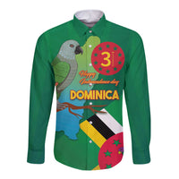 Dominica Independence Day Long Sleeve Button Shirt Imperial Amazon With National Flag and Map - Wonder Print Shop