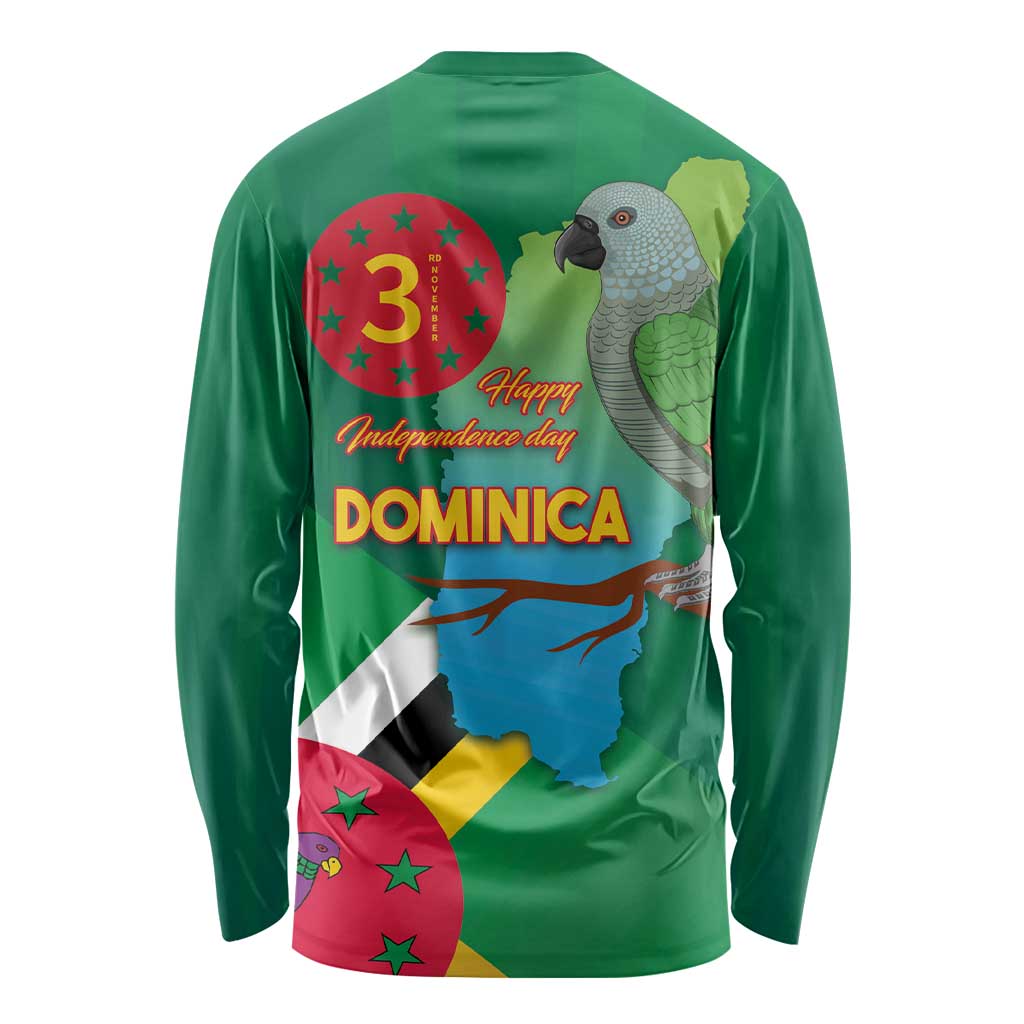 Dominica Independence Day Long Sleeve Shirt Imperial Amazon With National Flag and Map - Wonder Print Shop