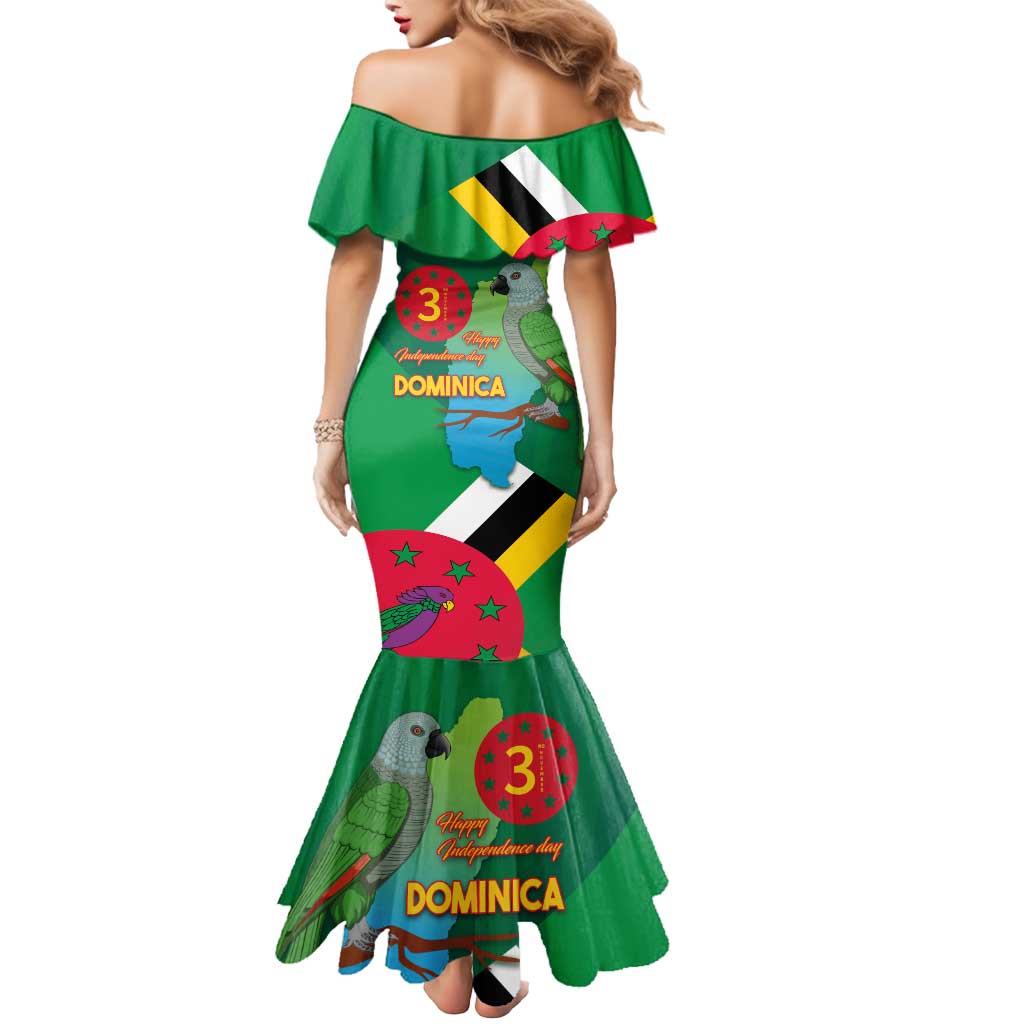 Dominica Independence Day Mermaid Dress Imperial Amazon With National Flag and Map - Wonder Print Shop