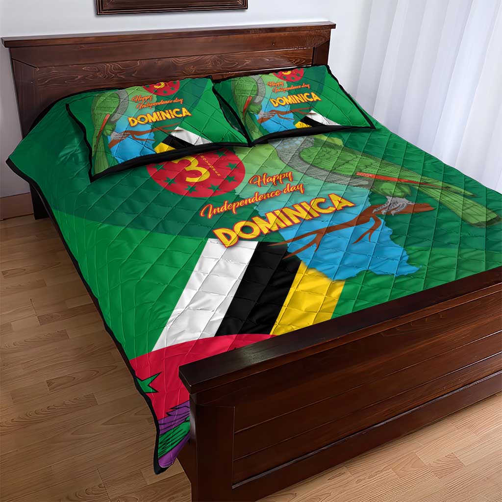Dominica Independence Day Quilt Bed Set Imperial Amazon With National Flag and Map - Wonder Print Shop