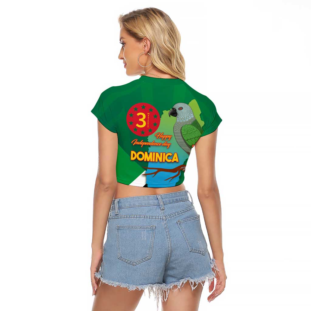 Dominica Independence Day Raglan Cropped T Shirt Imperial Amazon With National Flag and Map - Wonder Print Shop