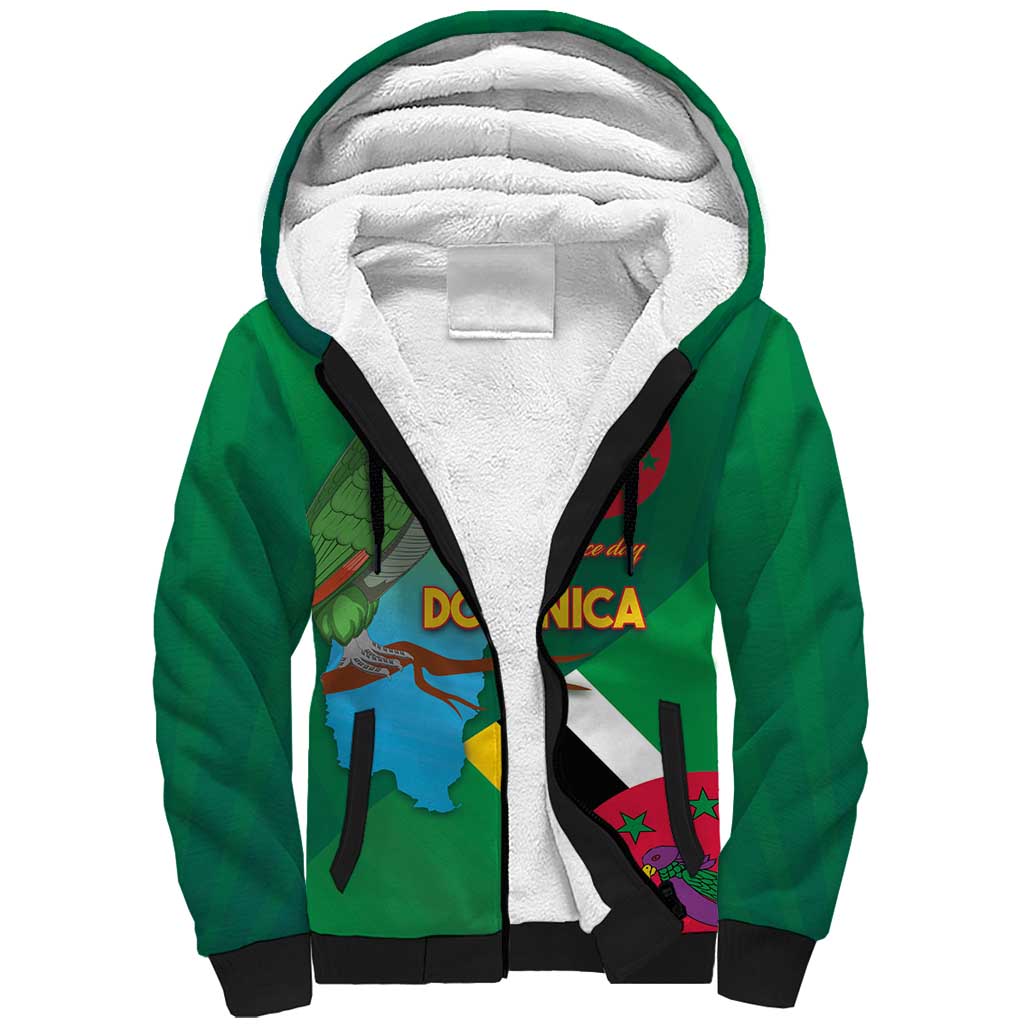 Dominica Independence Day Sherpa Hoodie Imperial Amazon With National Flag and Map - Wonder Print Shop