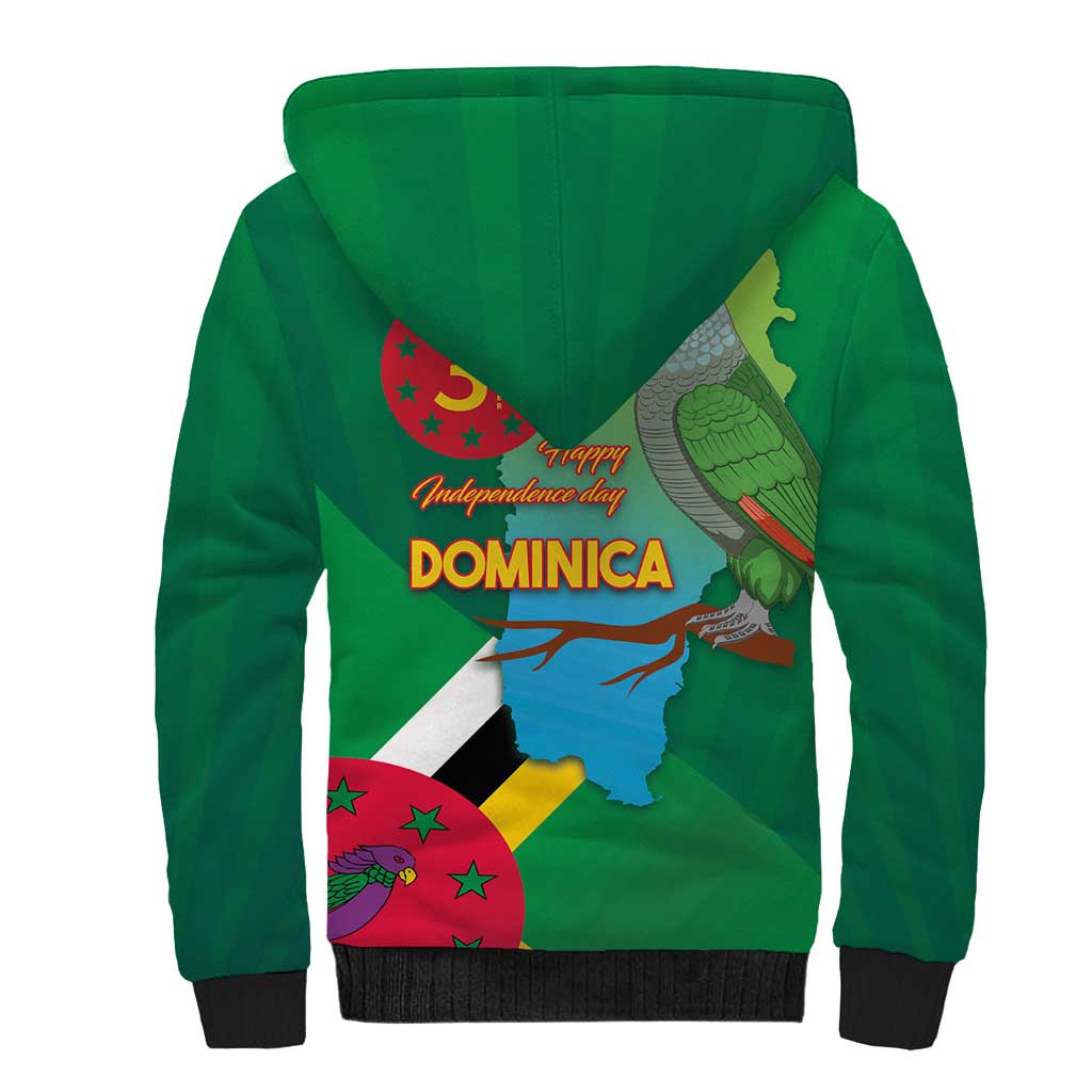 Dominica Independence Day Sherpa Hoodie Imperial Amazon With National Flag and Map - Wonder Print Shop