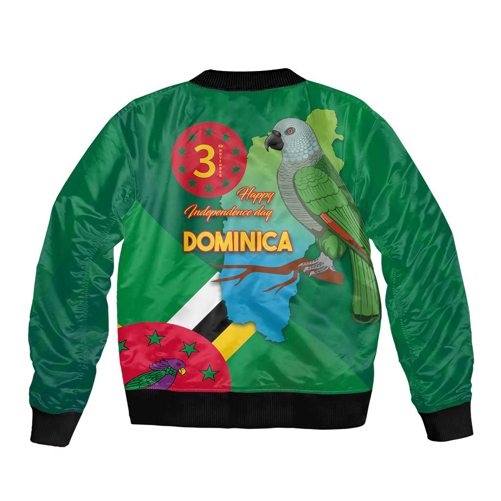 Dominica Independence Day Sleeve Zip Bomber Jacket Imperial Amazon With National Flag and Map - Wonder Print Shop