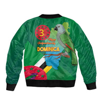 Dominica Independence Day Sleeve Zip Bomber Jacket Imperial Amazon With National Flag and Map - Wonder Print Shop