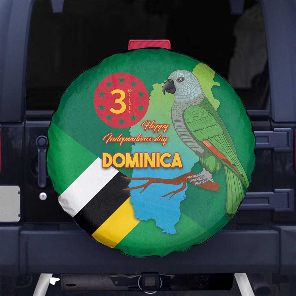 Dominica Independence Day Spare Tire Cover Imperial Amazon With National Flag and Map - Wonder Print Shop