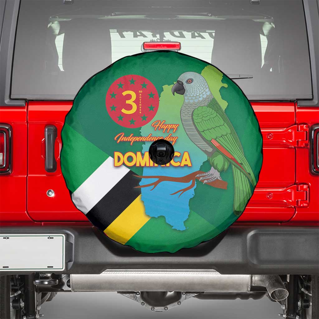 Dominica Independence Day Spare Tire Cover Imperial Amazon With National Flag and Map - Wonder Print Shop