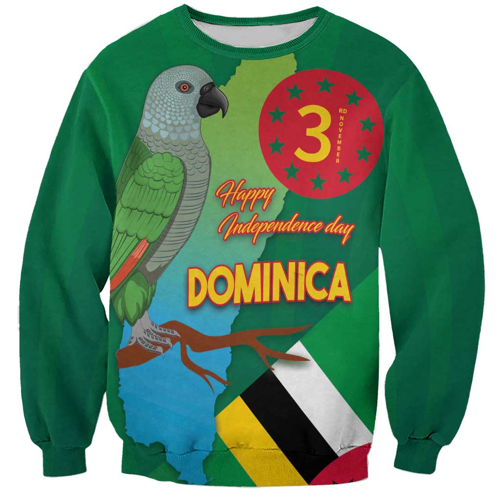 Dominica Independence Day Sweatshirt Imperial Amazon With National Flag and Map - Wonder Print Shop