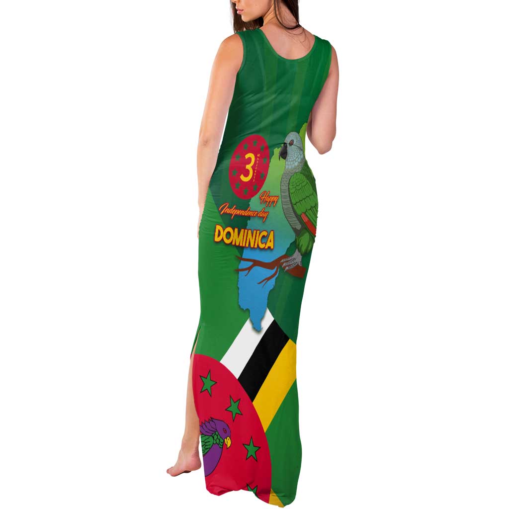 Dominica Independence Day Tank Maxi Dress Imperial Amazon With National Flag and Map - Wonder Print Shop