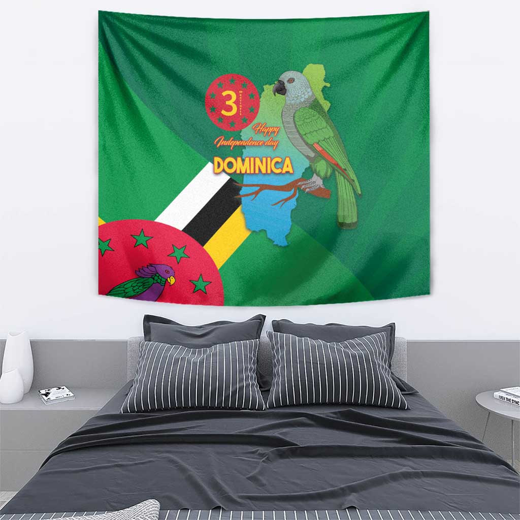 Dominica Independence Day Tapestry Imperial Amazon With National Flag and Map - Wonder Print Shop