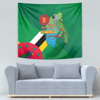 Dominica Independence Day Tapestry Imperial Amazon With National Flag and Map - Wonder Print Shop