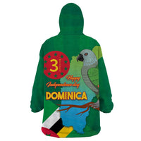 Dominica Independence Day Wearable Blanket Hoodie Imperial Amazon With National Flag and Map - Wonder Print Shop