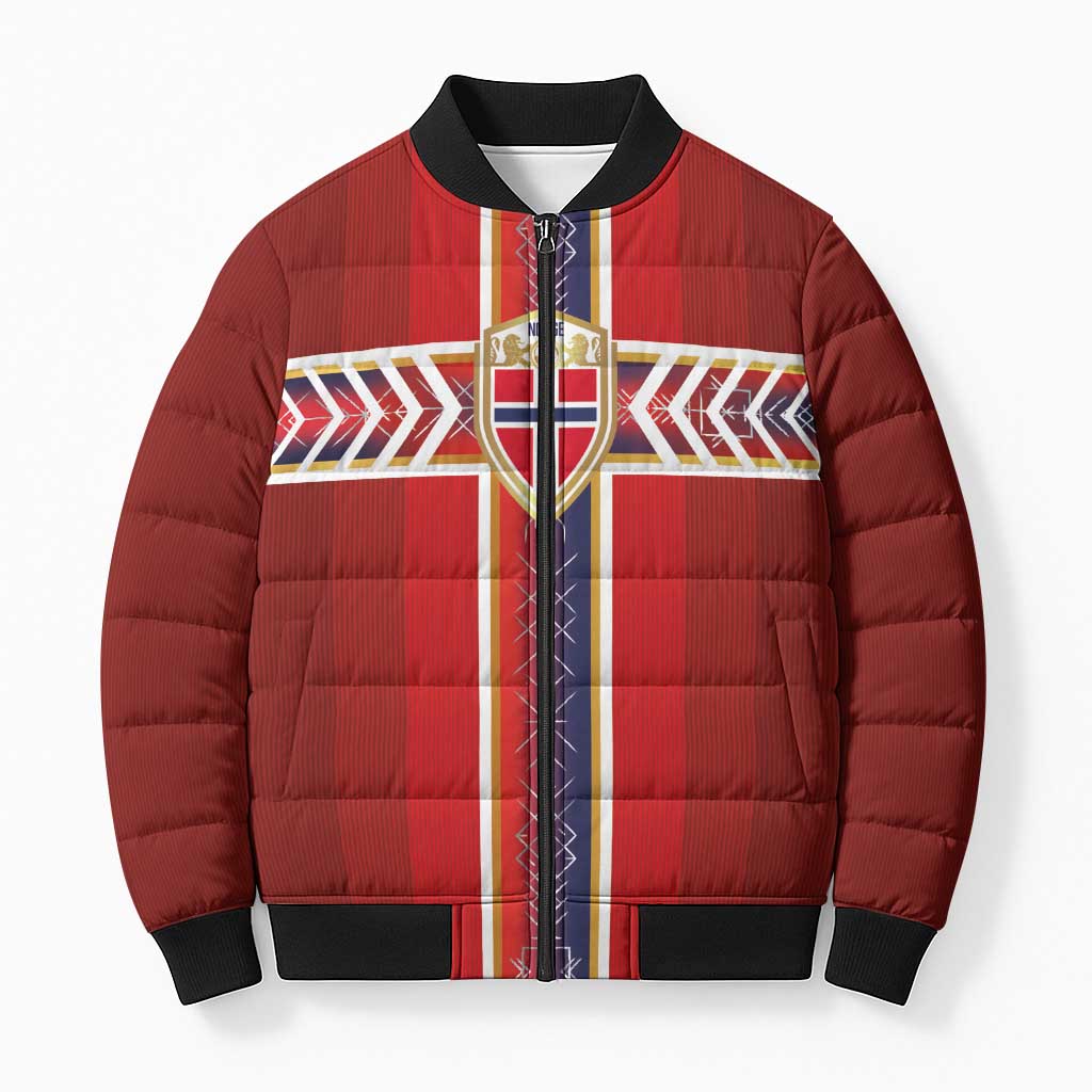 Custom Norway National Football Bomber Puffer Jacket Vikings Heritage Sporty Style - Wonder Print Shop