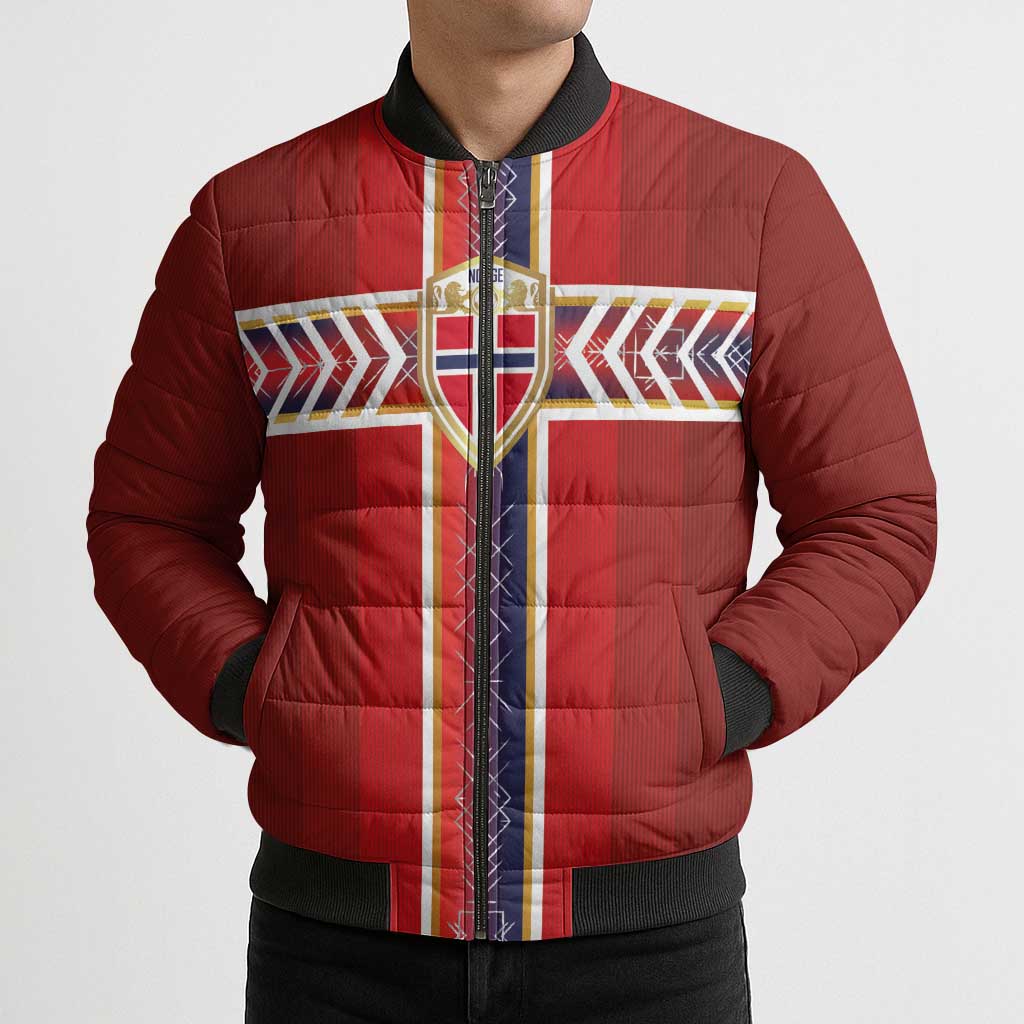 Custom Norway National Football Bomber Puffer Jacket Vikings Heritage Sporty Style - Wonder Print Shop
