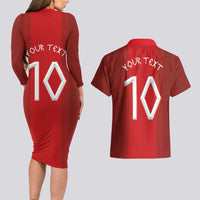 Custom Norway National Football Couples Matching Long Sleeve Bodycon Dress and Hawaiian Shirt Vikings Heritage Sporty Style - Wonder Print Shop