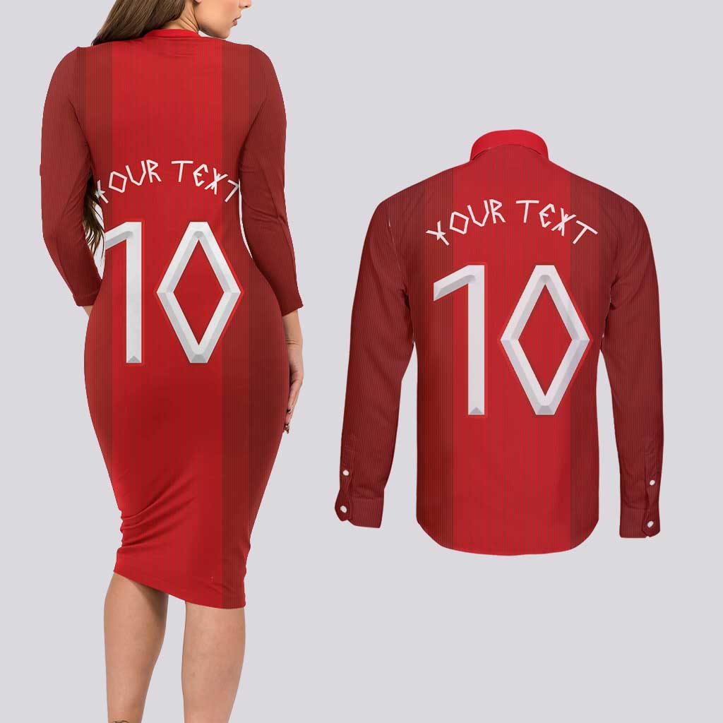 Custom Norway National Football Couples Matching Long Sleeve Bodycon Dress and Long Sleeve Button Shirt Vikings Heritage Sporty Style - Wonder Print Shop