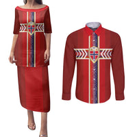 Custom Norway National Football Couples Matching Puletasi and Long Sleeve Button Shirt Vikings Heritage Sporty Style - Wonder Print Shop