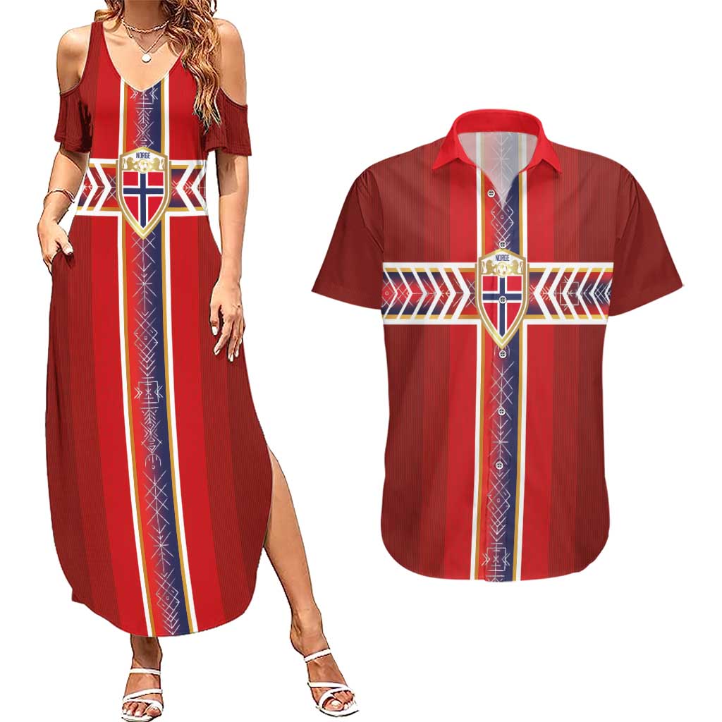 Custom Norway National Football Couples Matching Summer Maxi Dress and Hawaiian Shirt Vikings Heritage Sporty Style - Wonder Print Shop