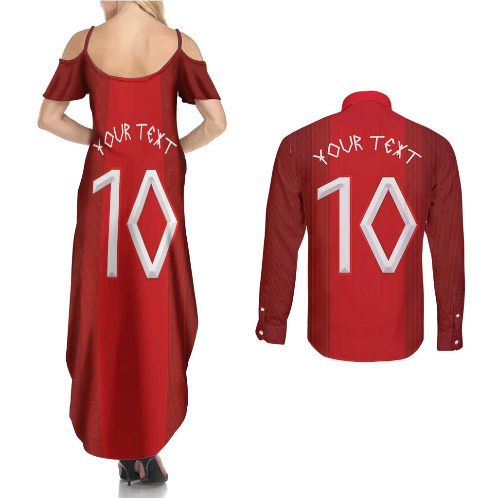Custom Norway National Football Couples Matching Summer Maxi Dress and Long Sleeve Button Shirt Vikings Heritage Sporty Style - Wonder Print Shop