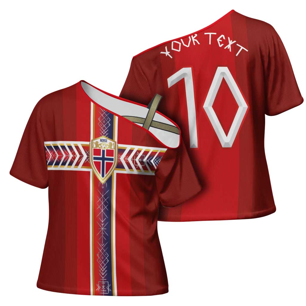 Custom Norway National Football Cross Shoulder Shirt Vikings Heritage Sporty Style - Wonder Print Shop