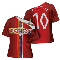 Custom Norway National Football Cross Shoulder Shirt Vikings Heritage Sporty Style - Wonder Print Shop