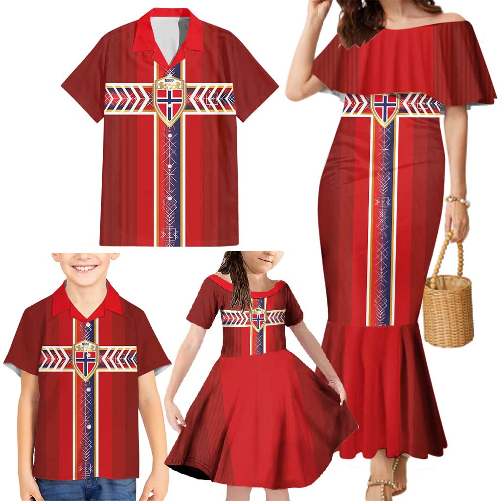 Custom Norway National Football Family Matching Mermaid Dress and Hawaiian Shirt Vikings Heritage Sporty Style - Wonder Print Shop