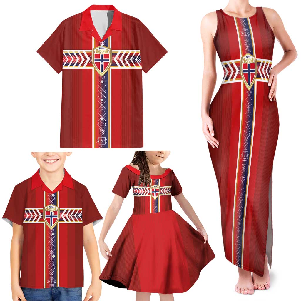 Custom Norway National Football Family Matching Tank Maxi Dress and Hawaiian Shirt Vikings Heritage Sporty Style - Wonder Print Shop