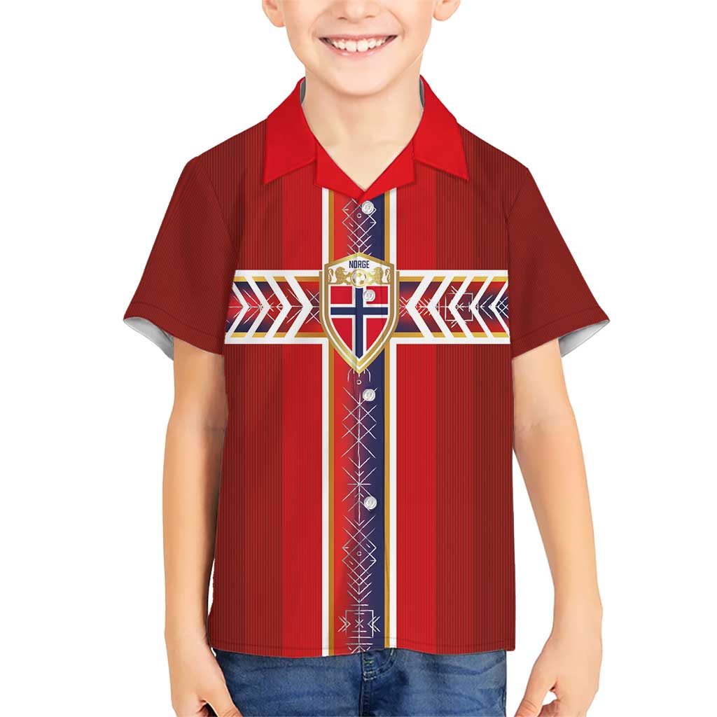 Custom Norway National Football Kid Hawaiian Shirt Vikings Heritage Sporty Style - Wonder Print Shop