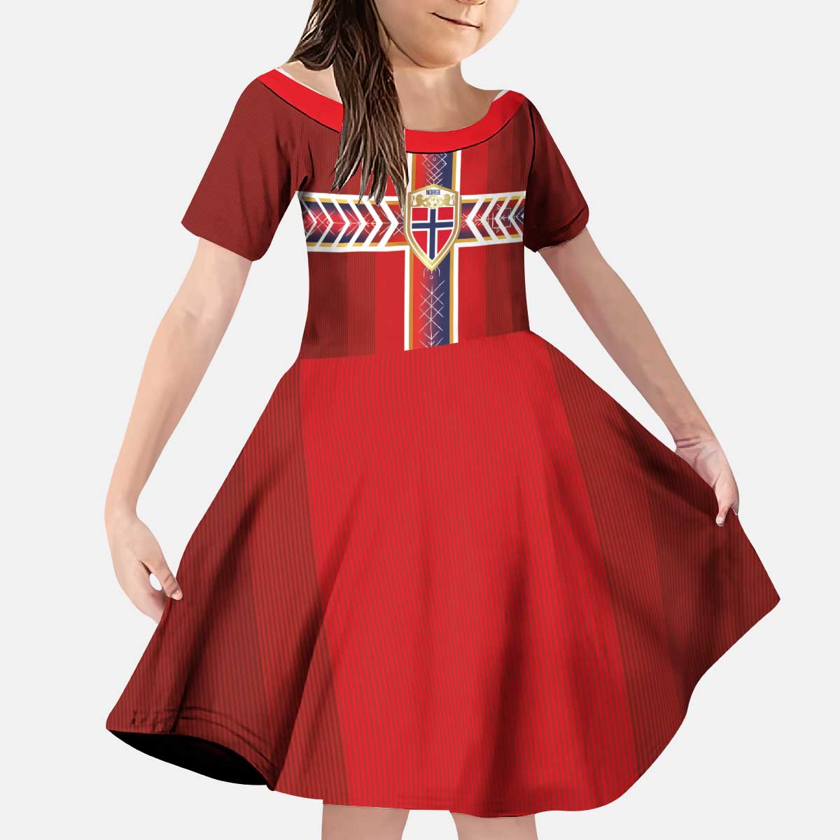 Custom Norway National Football Kid Short Sleeve Dress Vikings Heritage Sporty Style - Wonder Print Shop